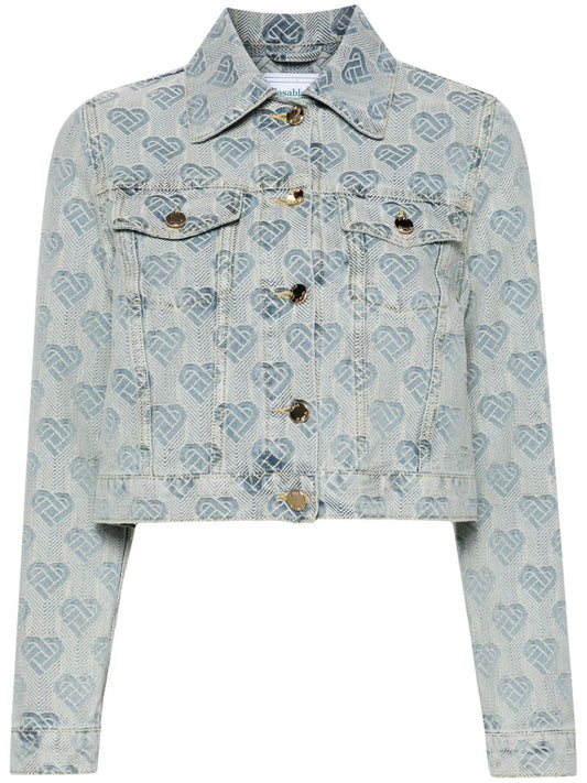 Casablanca heart monogram-jacquard denim jacket