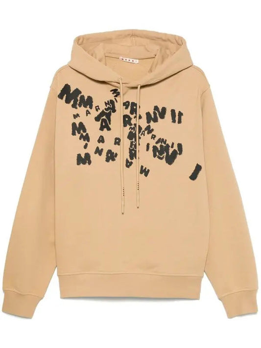 MARNI Logo-Print Hoodie beige
