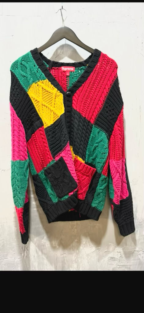 Supreme Patchwork Cable Knit Cardigan Multicolor