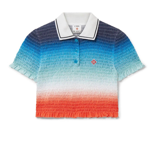 Casa Blanca GRADIENT CROPPED POLO SHIRT