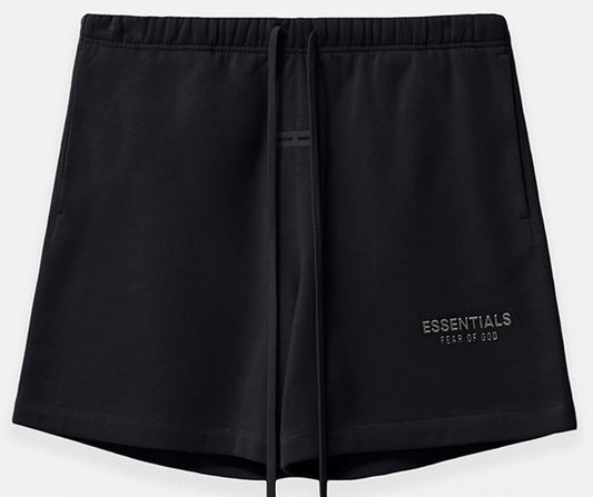 Fear of God ESSENTIALS Jet Black Soccer Fleece Sweat Shorts