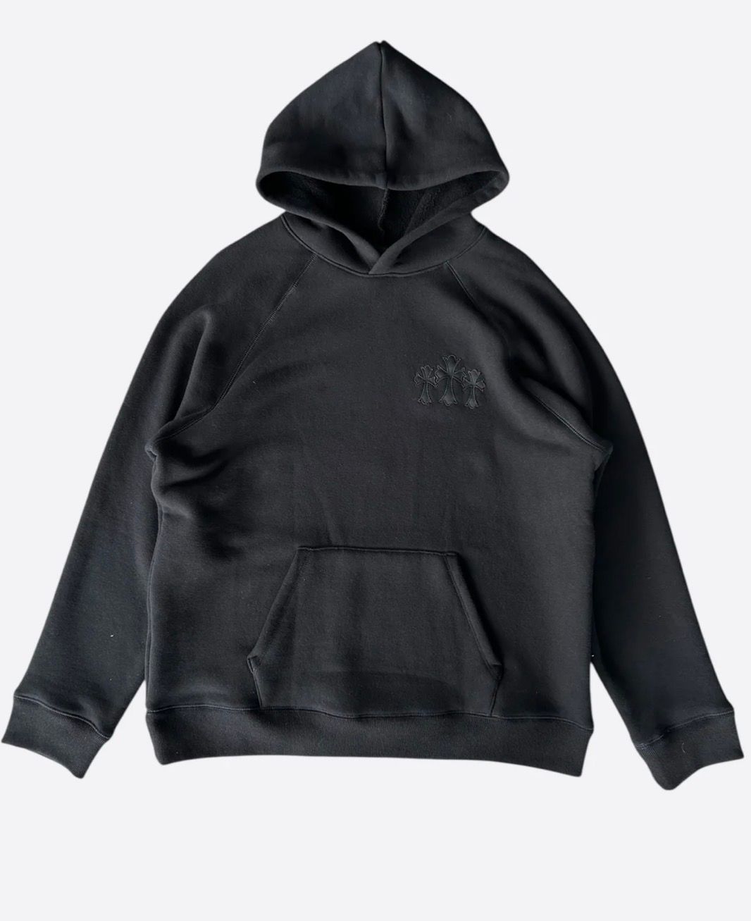 Black Triple Cross CH Logo Embroidered Hoodie - Used/Worn