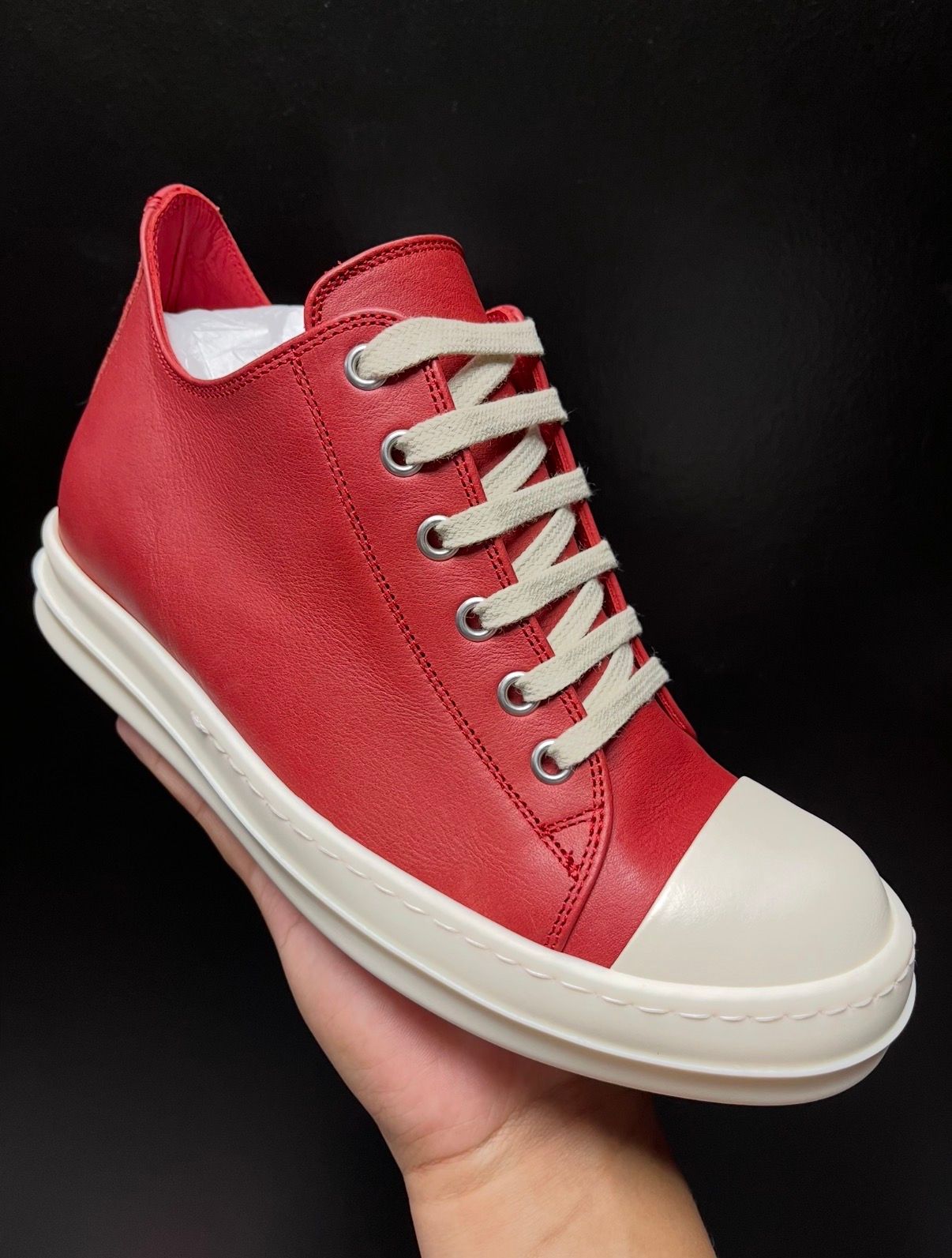 Rick Owens Low Top  Cardinal Red/Milk