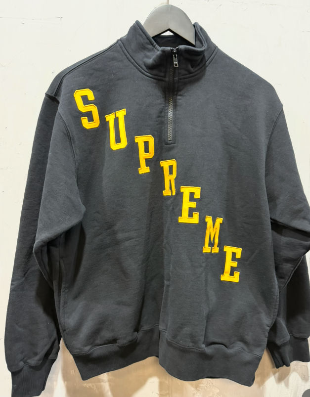 Supreme Skewed Letter Half Zip Sweatshirt (Black/Yellow)