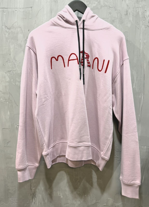 Marni logo flock with fluffy animal on hoodie quartz