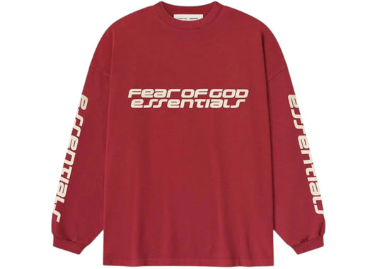 Fear of God Essentials 90's Long Sleeve Tee Crimson