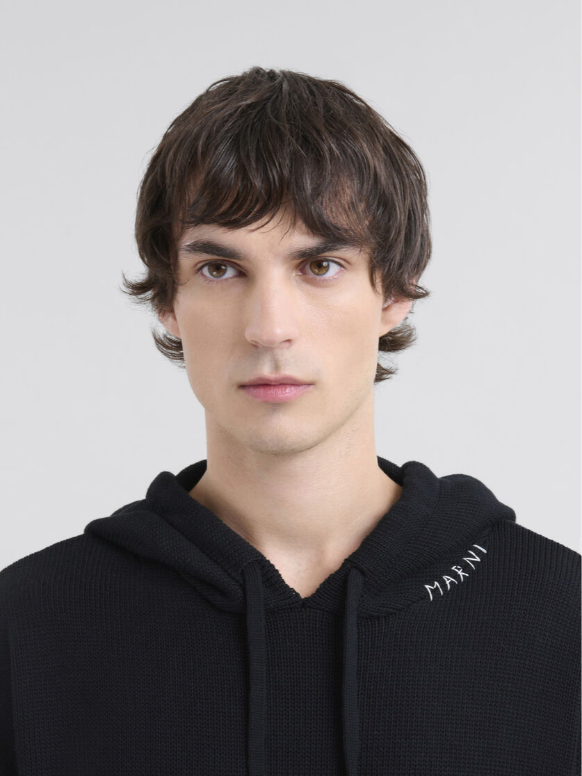 MARNI BLACK dishevelled cotton hoodie
