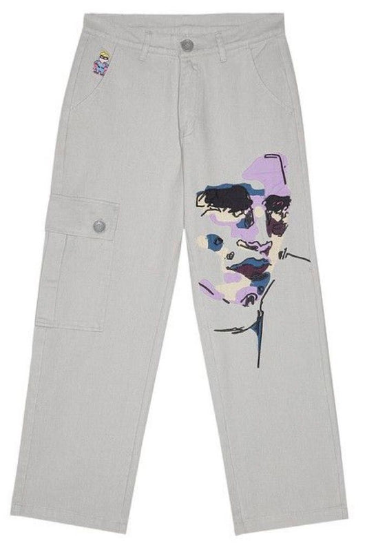 KidSuperFace Embroidered Denim Pants