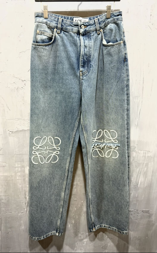 Loewe Embroidered Anagram Straight-Leg Jeans