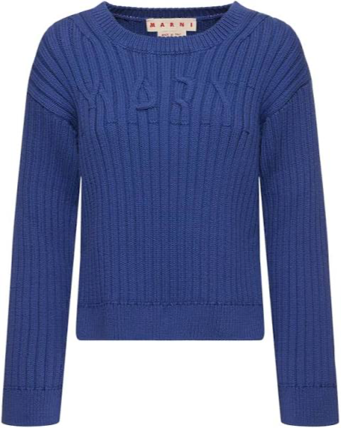 MARNI COTTON CABLE BLUE SWEATER