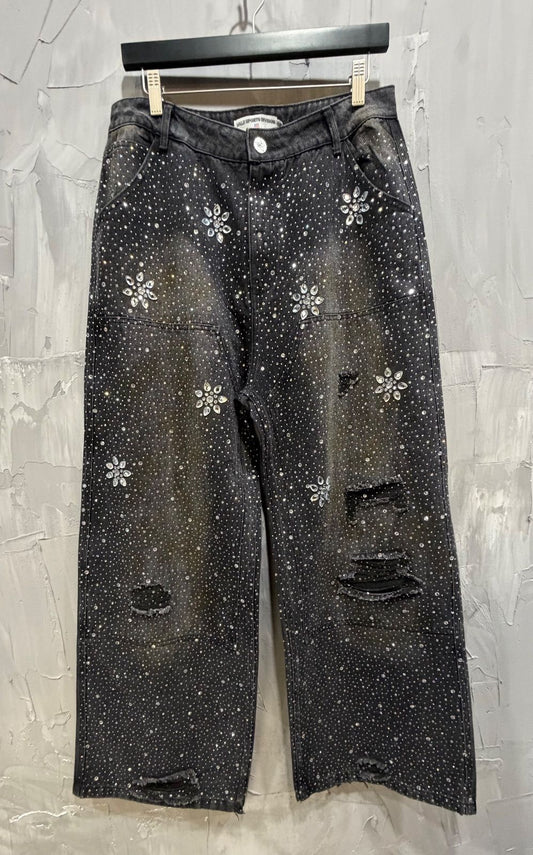 Vale Forever Crystal Painter Denim Black Jeans