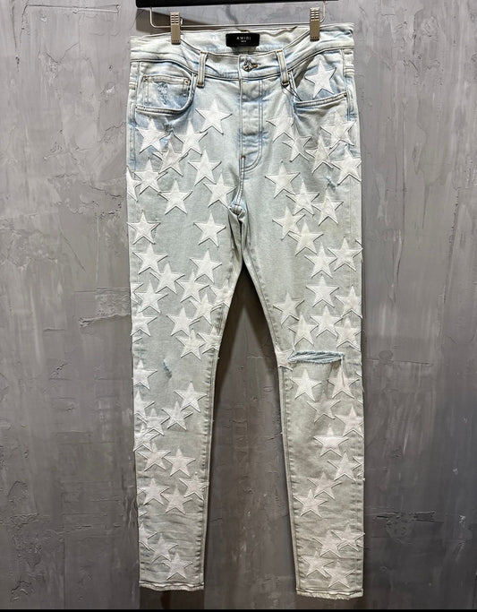 Chemist white star patch jeans