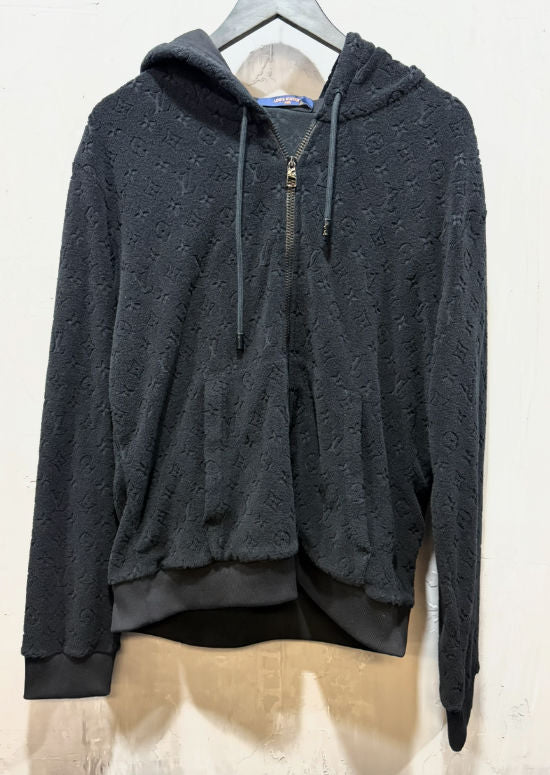Louis Vuitton Monogram French Terry Zip-Through Hoodie (Black) - Like New
