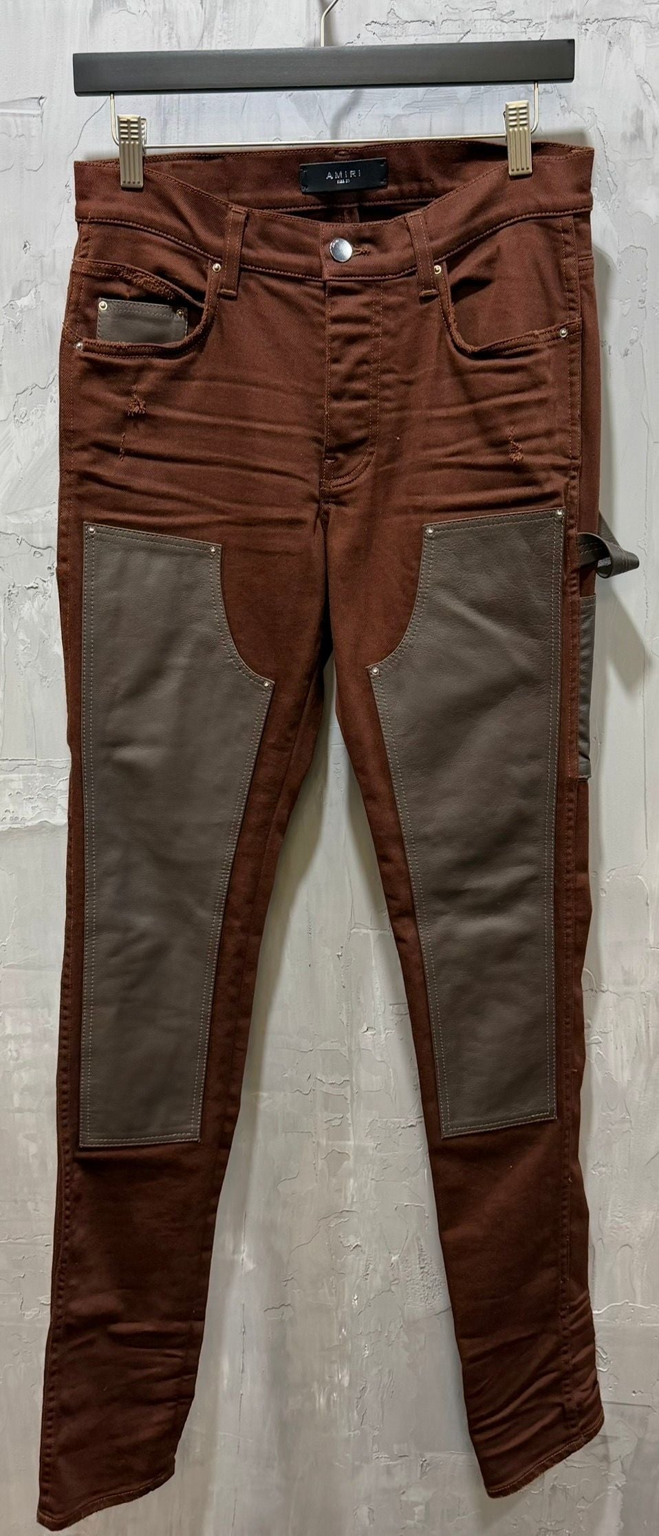 leather-detail double knee jeans