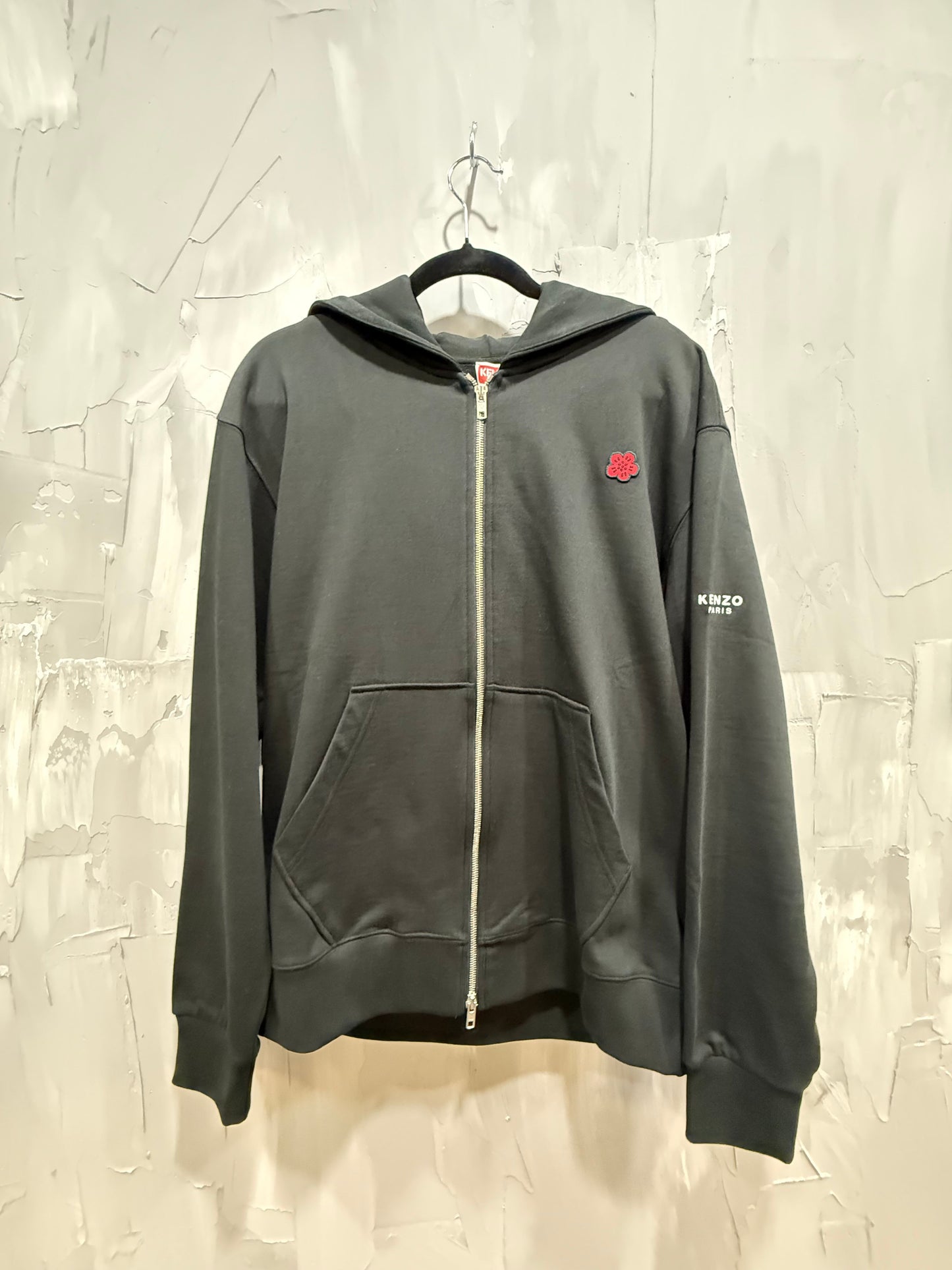 KENZO BOKE FLOWER ZIP UP HOODIE BLACK