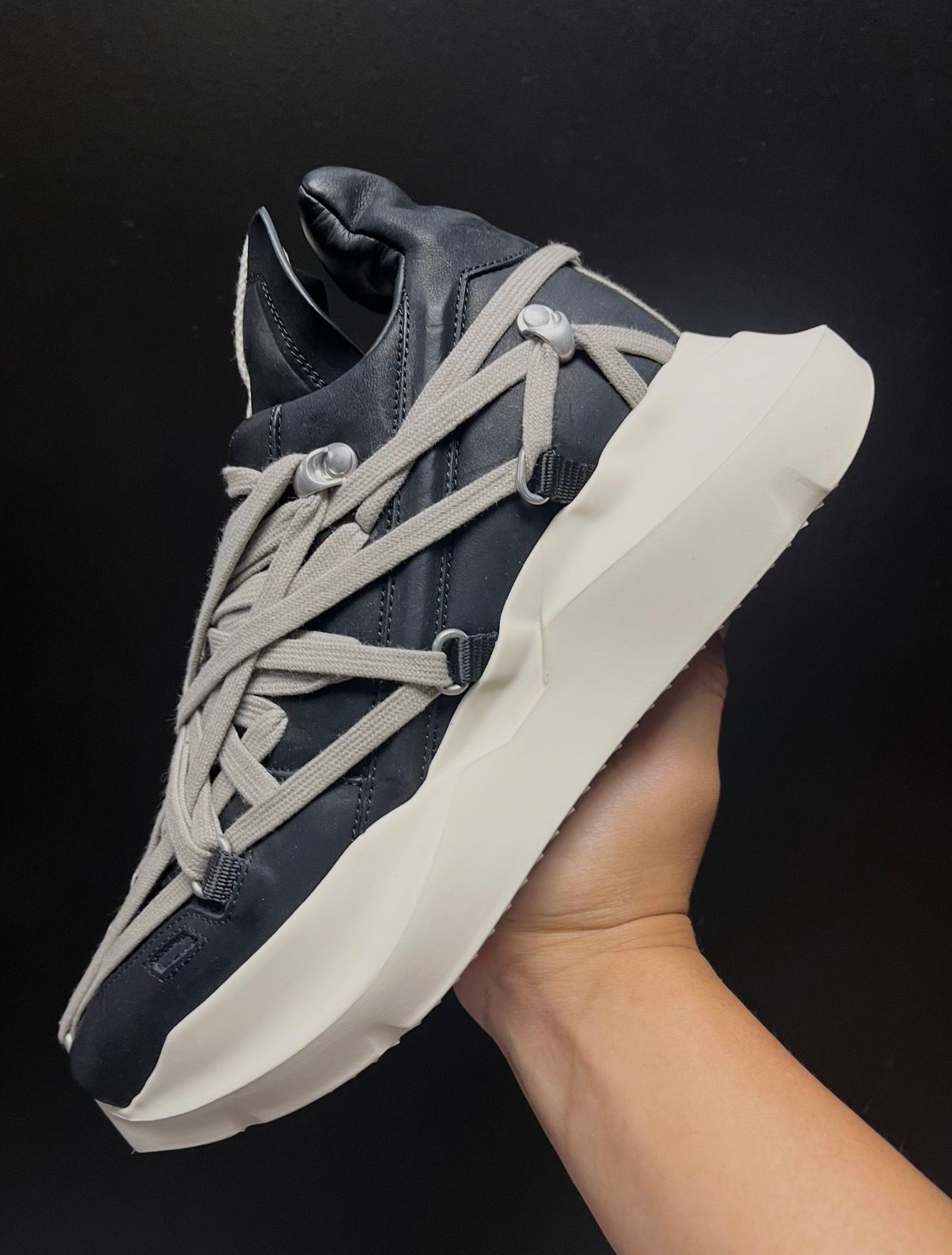 Rick Owens Megalaced Geth Runner Black/Pearl