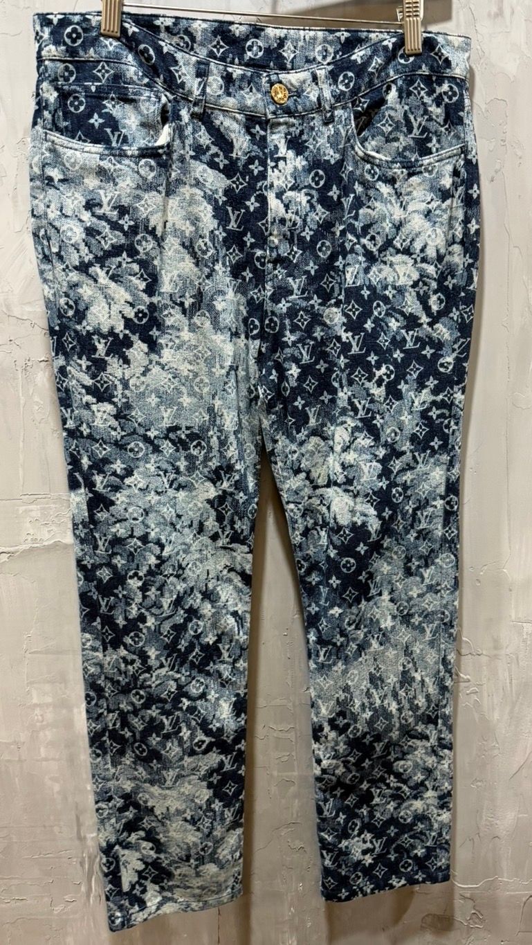 Tapestry Regular Denim Blue Monogram Logo Jeans Pants - Used/Worn