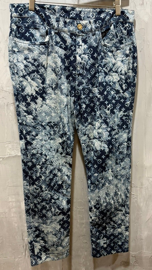 Tapestry Regular Denim Blue Monogram Logo Jeans Pants - Used/Worn