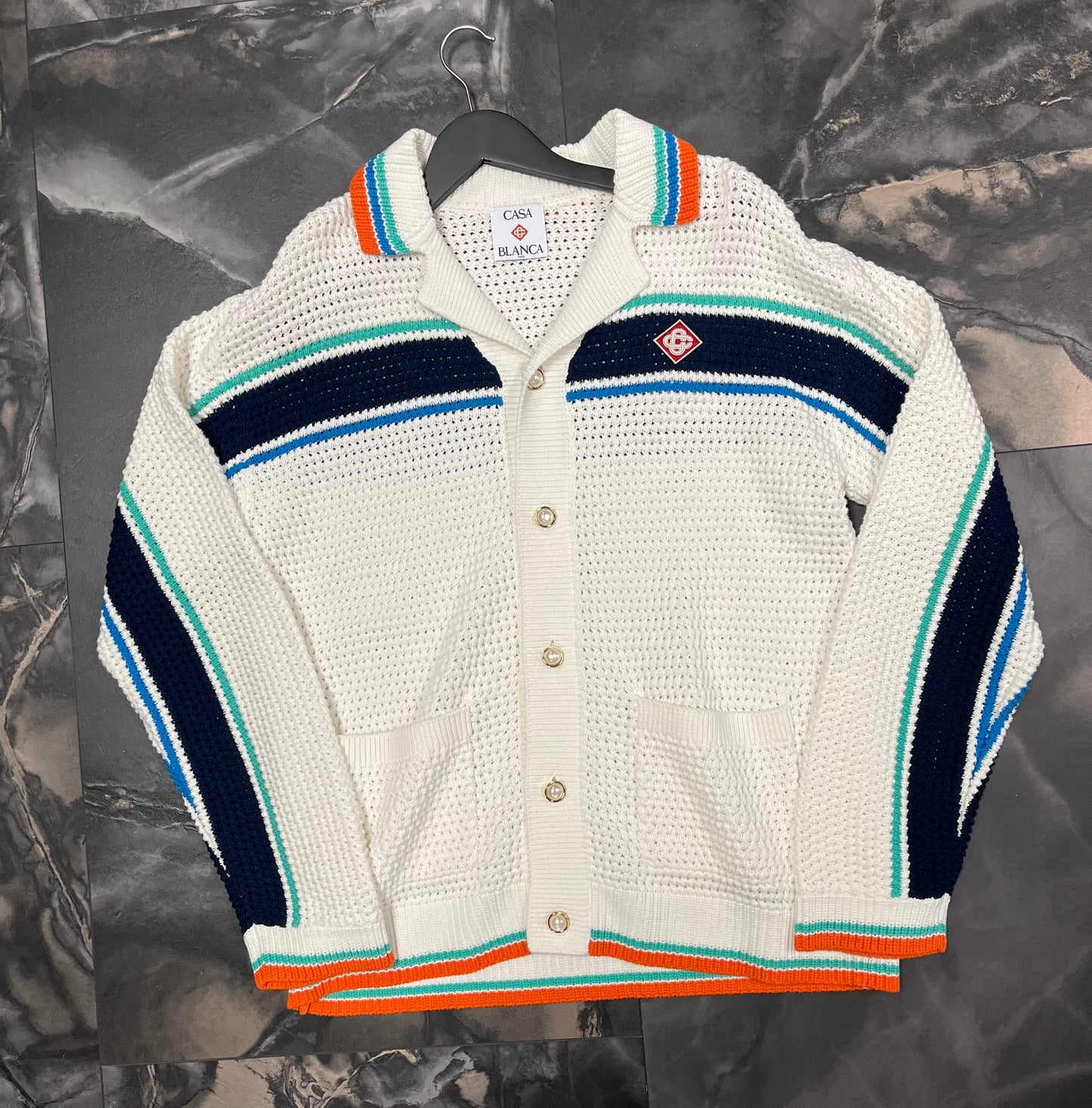 Casa Blanca crochet effect tennis Shacket