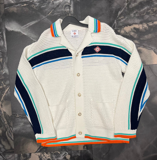 Casa Blanca crochet effect tennis Shacket