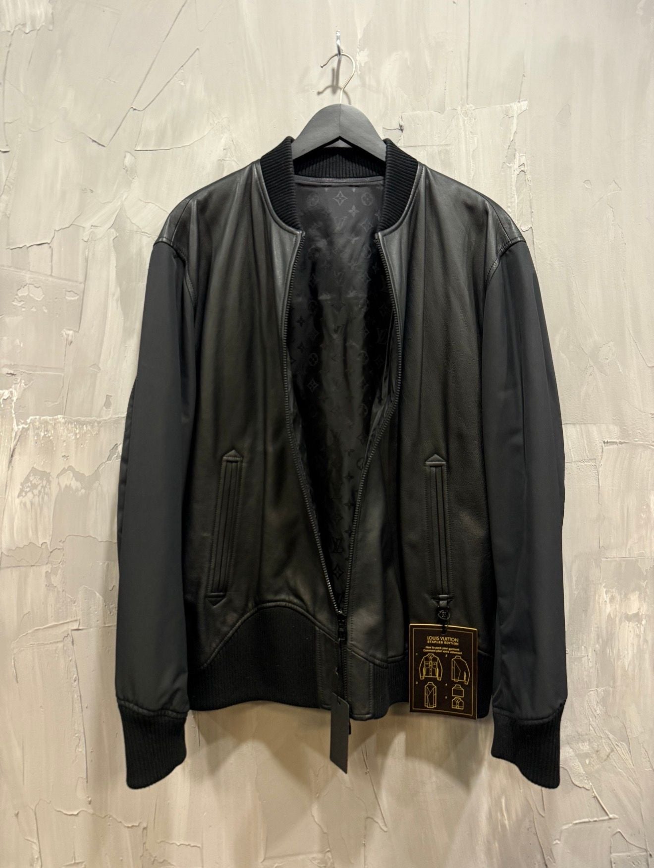 Reversible Leather Nylon Jacket Black - Like New