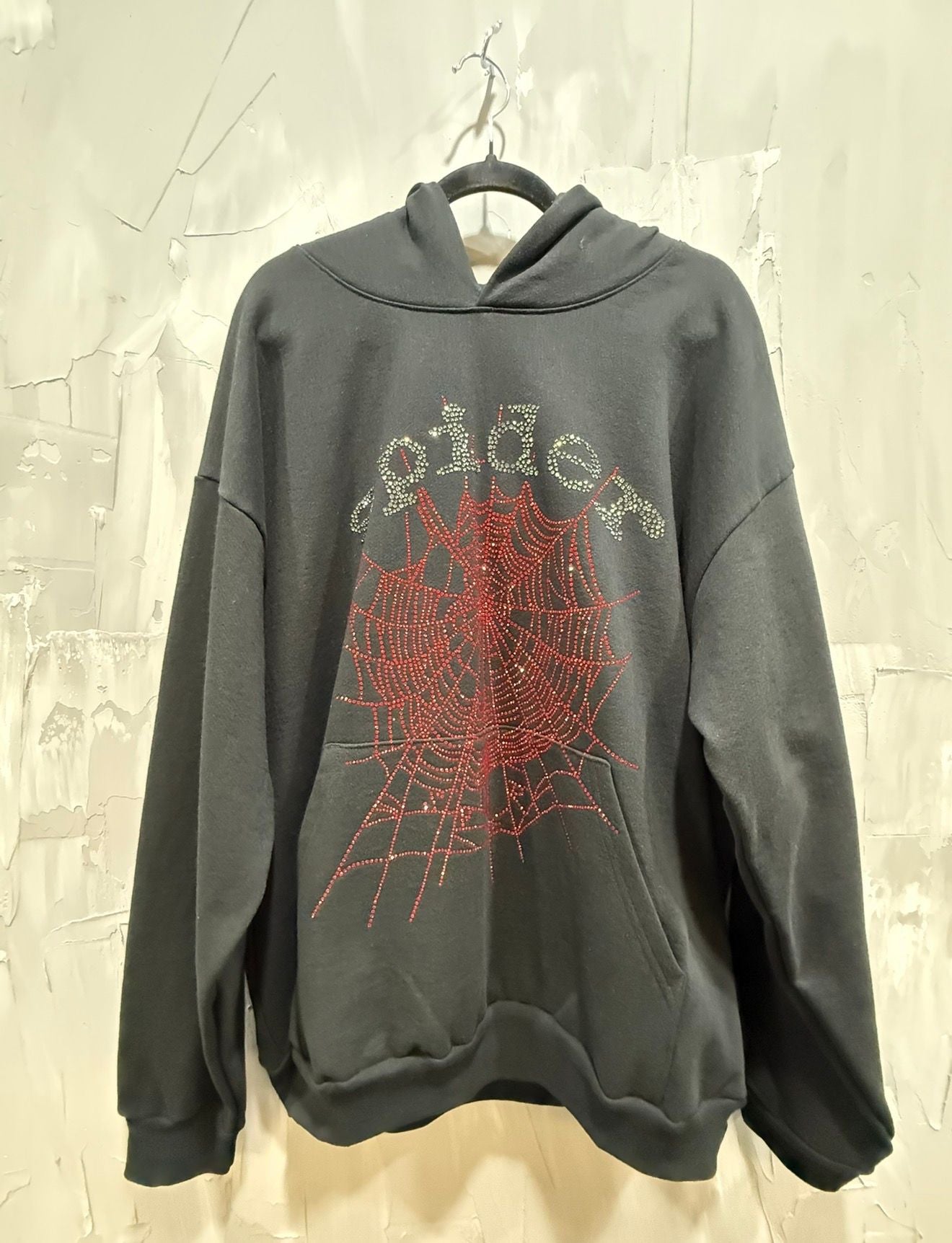 Spider Rhinestone Hoodie Black/Red