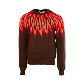 Marni Fire Island Logo Roundneck Sweater 'Chestnut