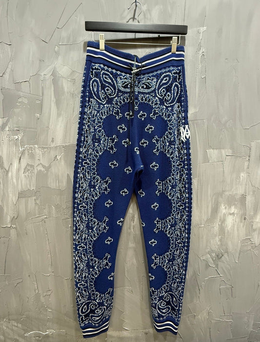AMIRI MA PAISLEY SWEATPANTS BLUE
