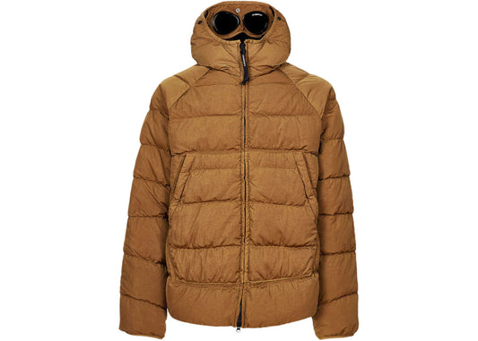 C.P. Company Eco-Chrome R Hooded Down Goggle Jacket Bronze Brown