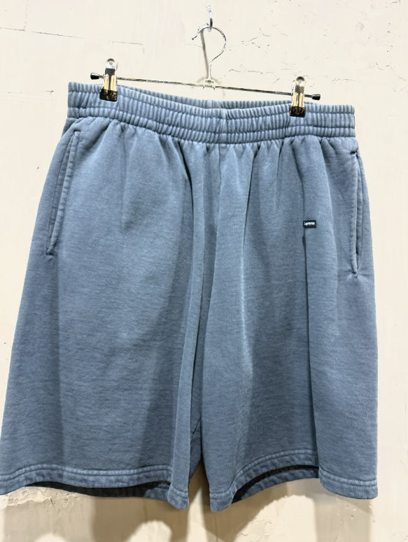 Supreme overdyed small box logo sweat shorts navy
