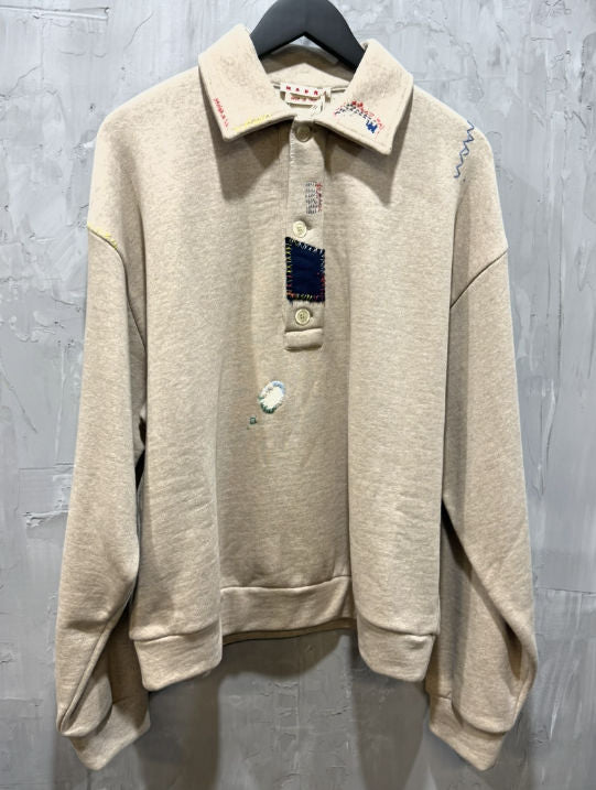 Marni melange organic cotton sweatshirt light camel