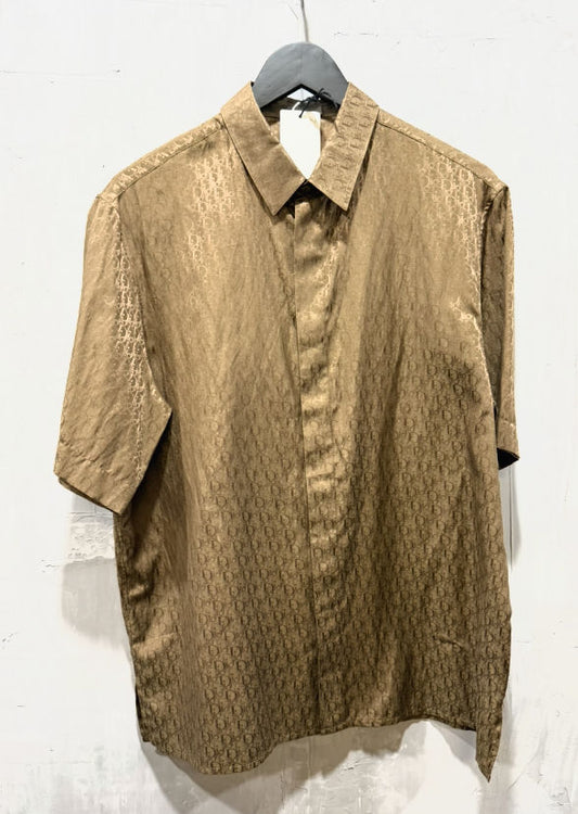 Dior Oblique Silk Twill Short-Sleeved Shirt Beige/Gold - Used/Worn