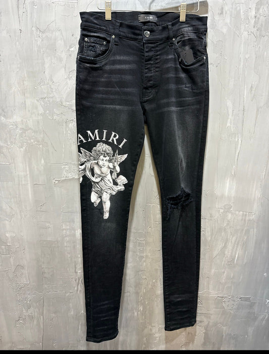 cherub grapic black denim