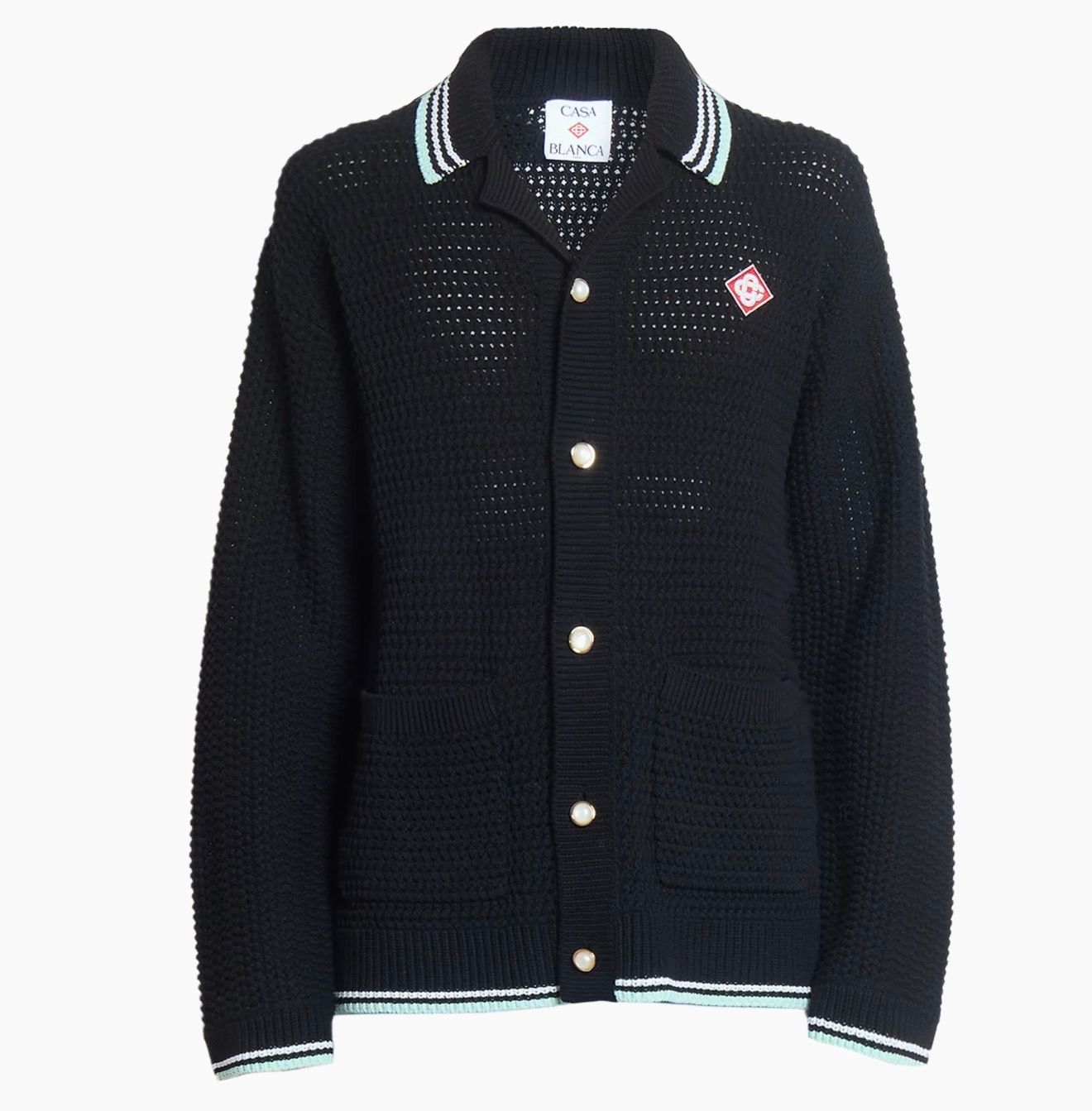 Casablanca Embroidered Faux Crochet Camp Shirt