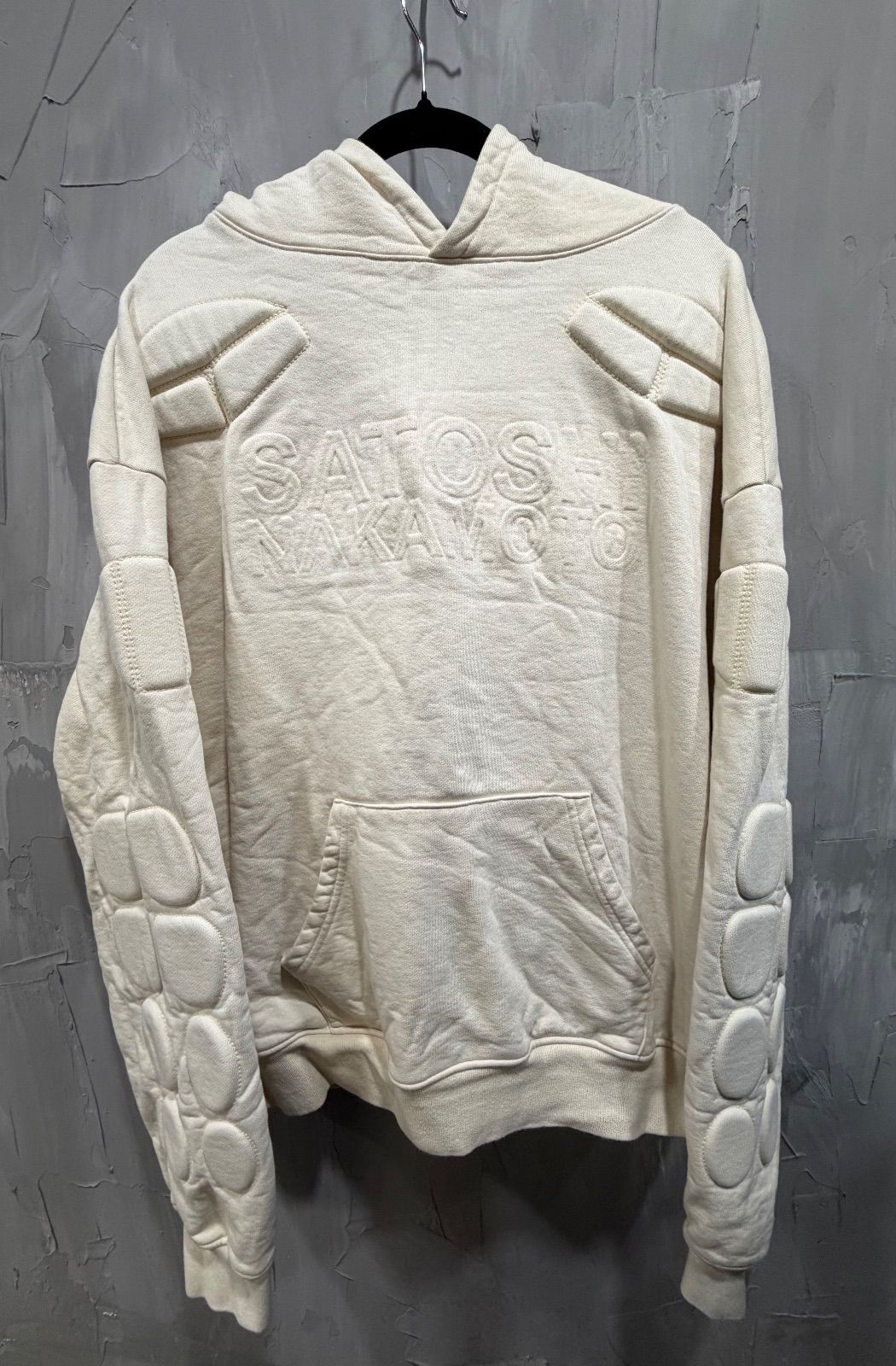 Satoshi Nakamoto Padded Moto Cream Hoodie - Used/Worn