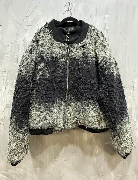 Distressed Knit Bomber Jacket