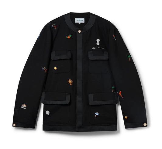 CASA BLANCA EMBROIDERED MOTIF WOOL TAILORED JACKET
