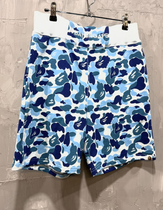 Bape abc camo sweat shorts blue
