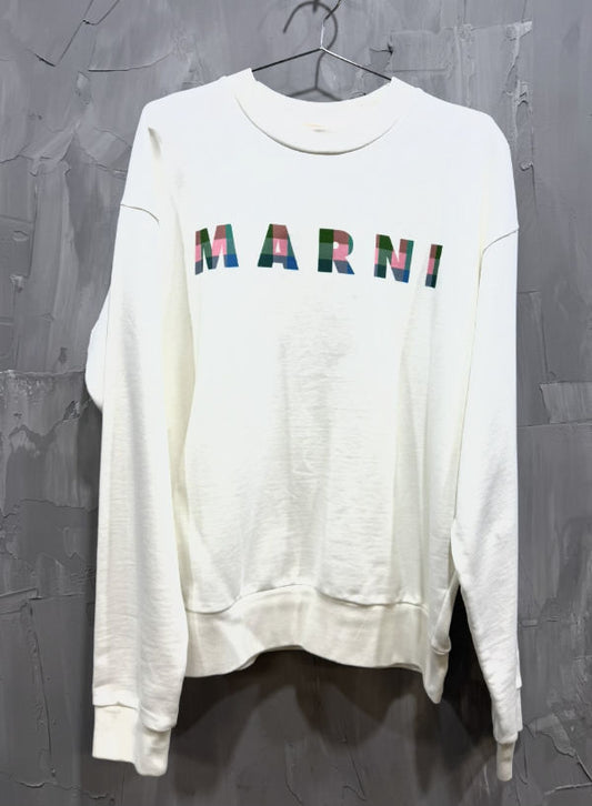 Marni gingham sweatshirt natural white