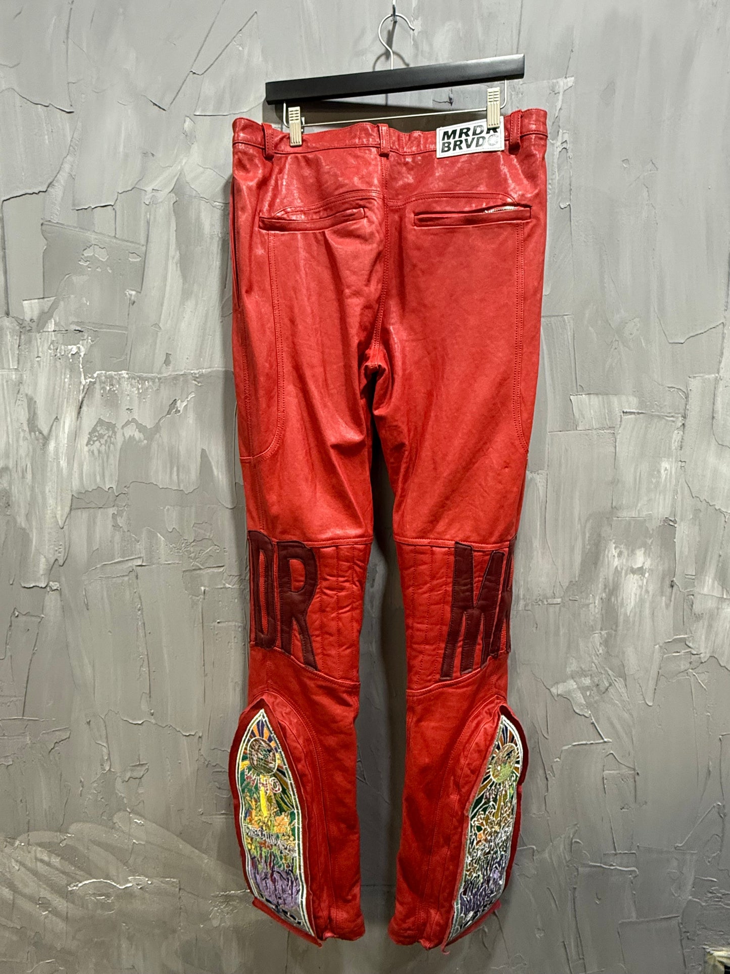 Who Decides War "MRDR" Moto Leather Trousers Red - Used/Worn