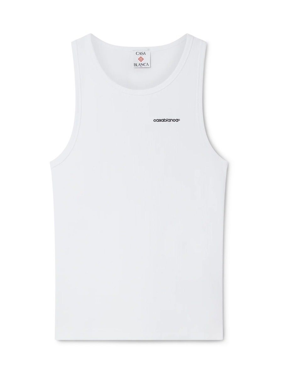 CASA BLANCA RIBBED TANK TOP WHITE