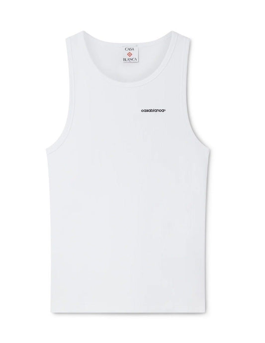 CASA BLANCA RIBBED TANK TOP WHITE