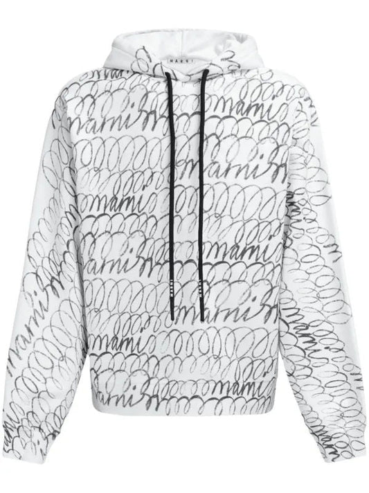 MARNI SCRIBBLED HOODIE  WHITE