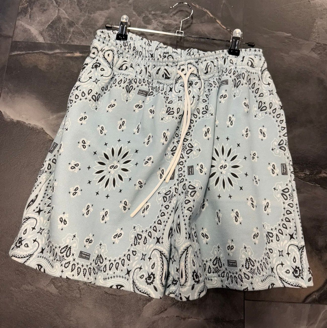 Bravest Studios Paisley Pistachio mesh shorts