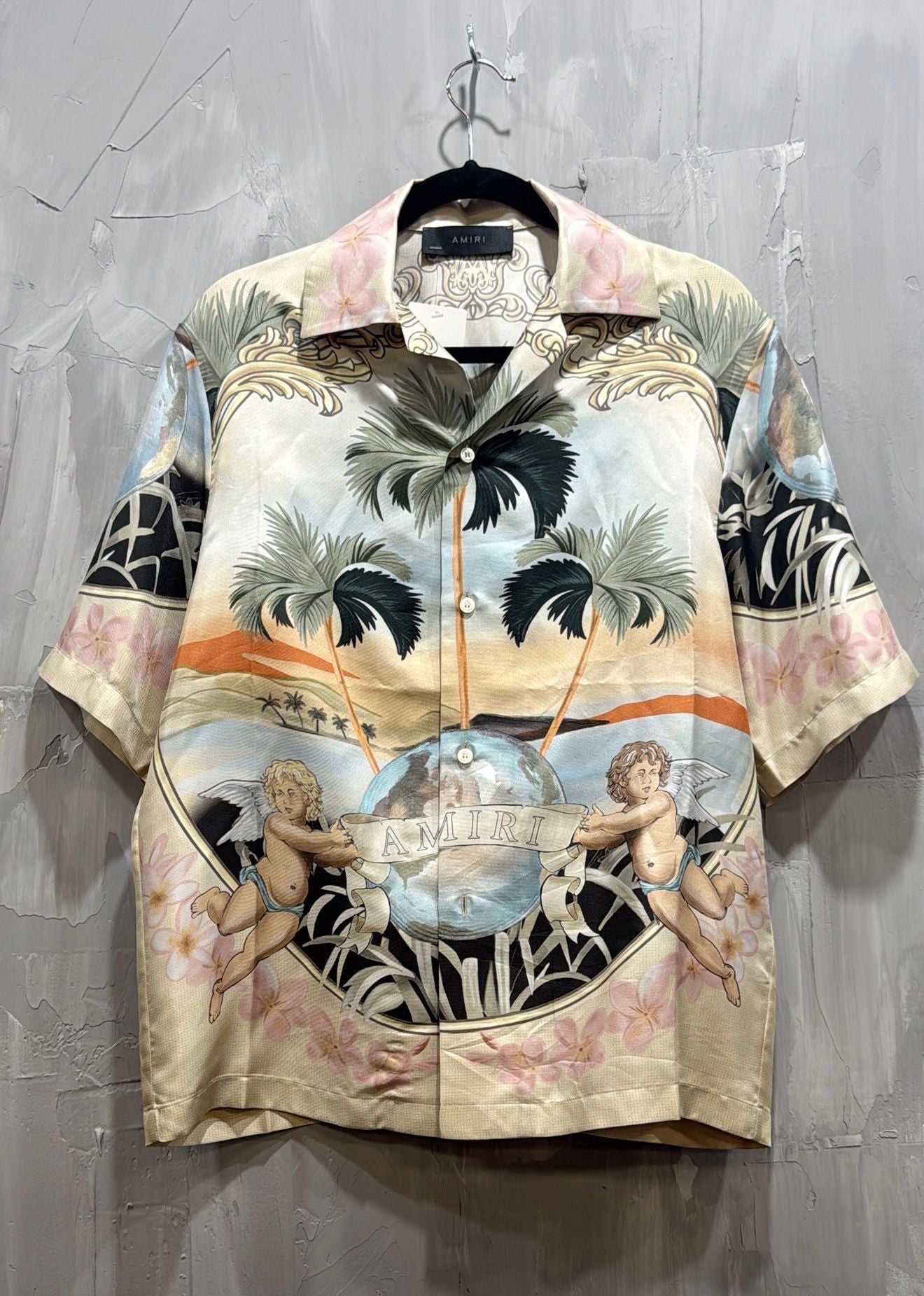 AMIRI CHERUB PRINTED SILK BUTTON UP SHIRTS - Like New