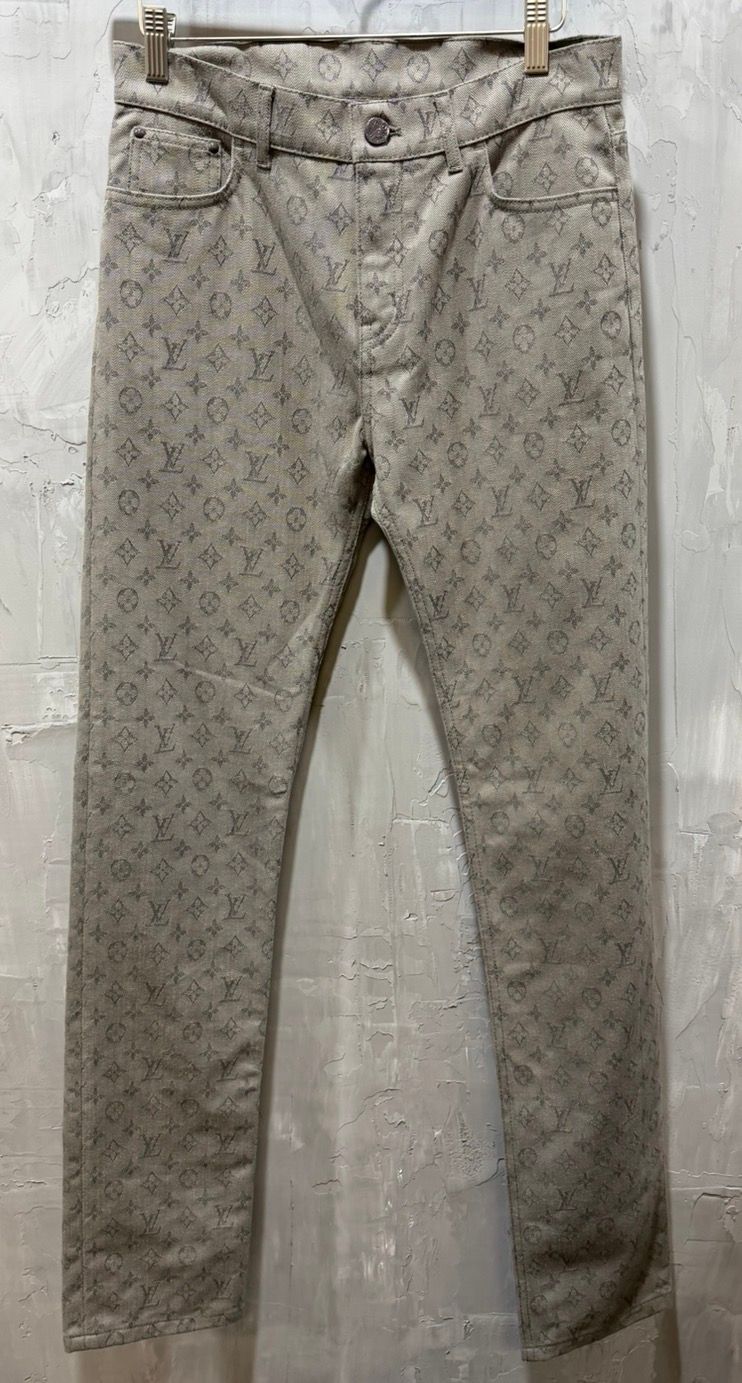 Monogram Grey Denim Slim Pants - Used/Worn