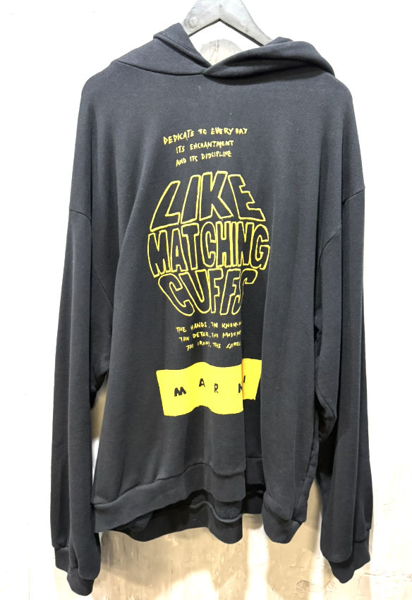 Marni cuffs brushed organic cotton hoodie yellow