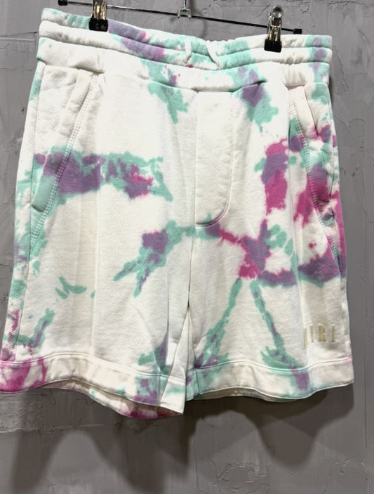 AMIRI tie dye-print cotton shorts white/purple