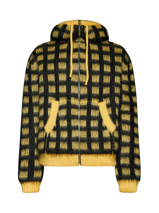 Marni fuzzy wuzzy yellow black Mohair jacket
