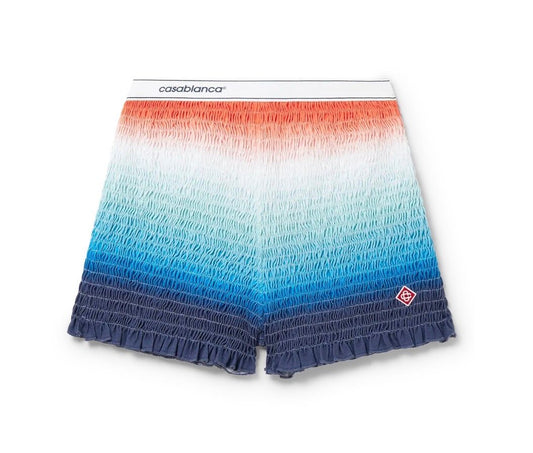 CASA BLANCA GRADIENT SHIRRED SHORTS